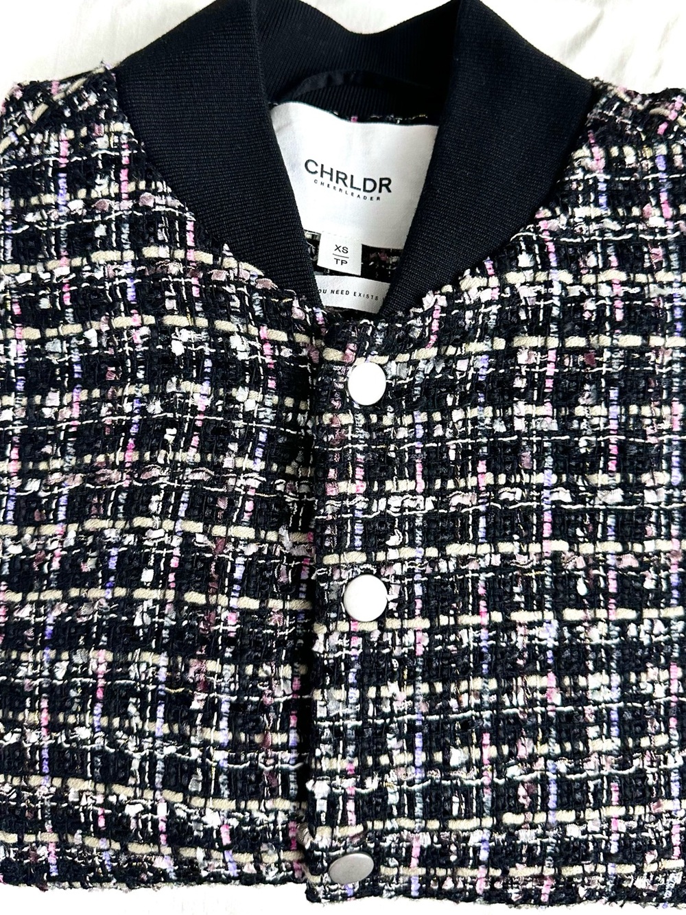 CHRLDR tweed boucle varsity jacket